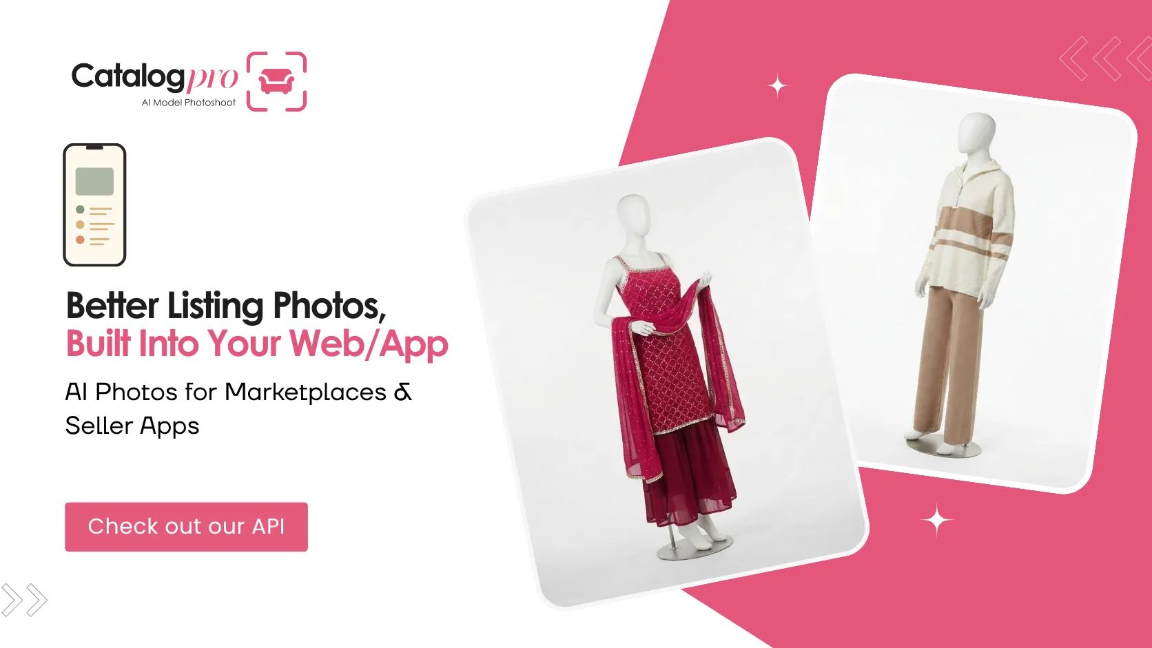 Sellers on a marketplace app turning phone photos into professional listings