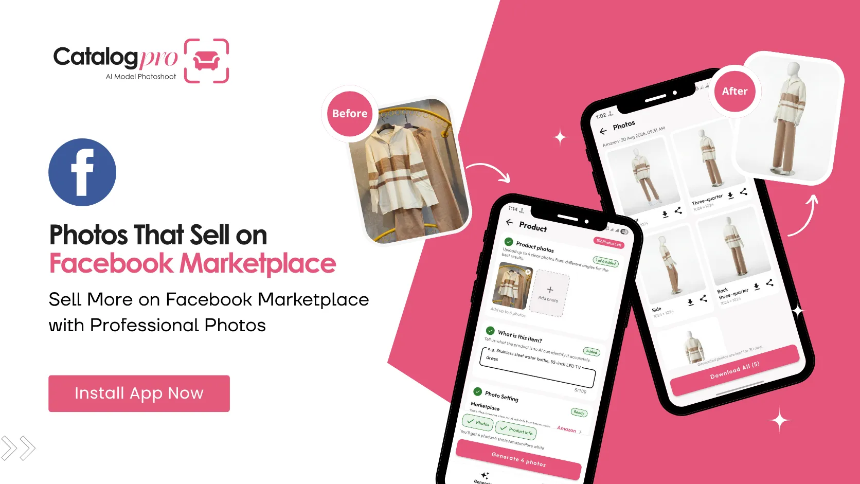 Product photos for Facebook Marketplace listings
