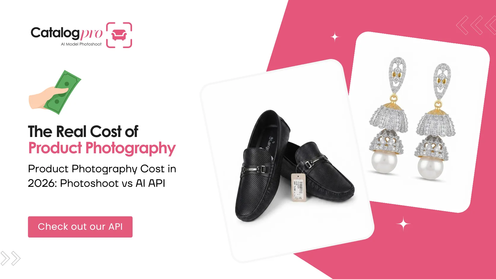 Cost comparison between a traditional product photoshoot and an AI photo API