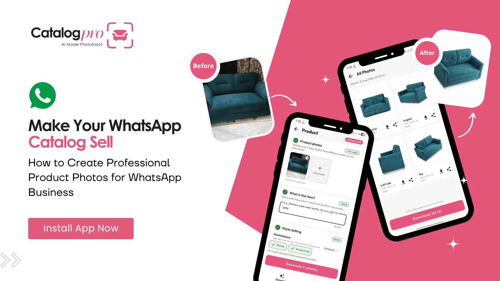 Professional product photos for WhatsApp Business
